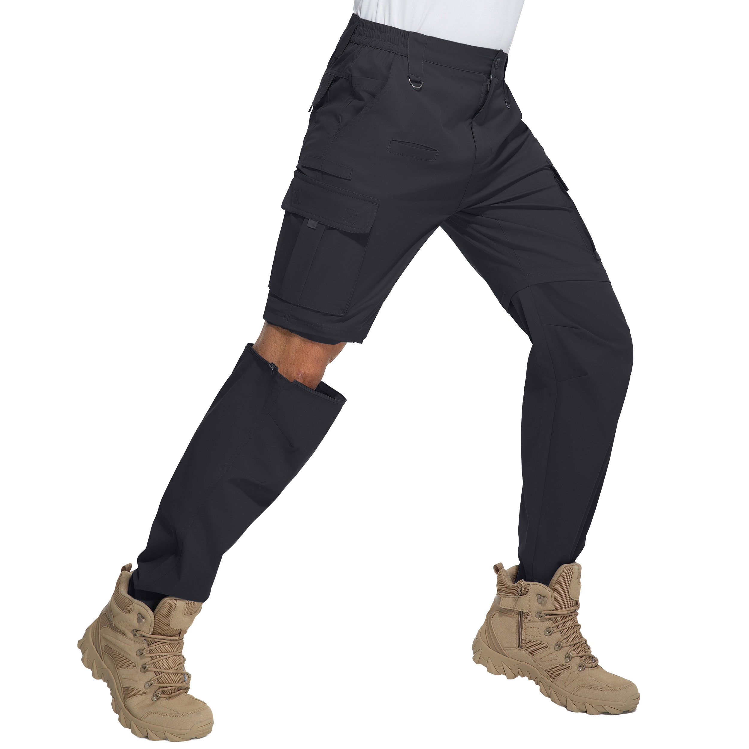 Men's Convertible Hiking Zipper Pants, Lightweight Quick-drying Work Pants, Suitable For Fishing, With 9 Pockets
