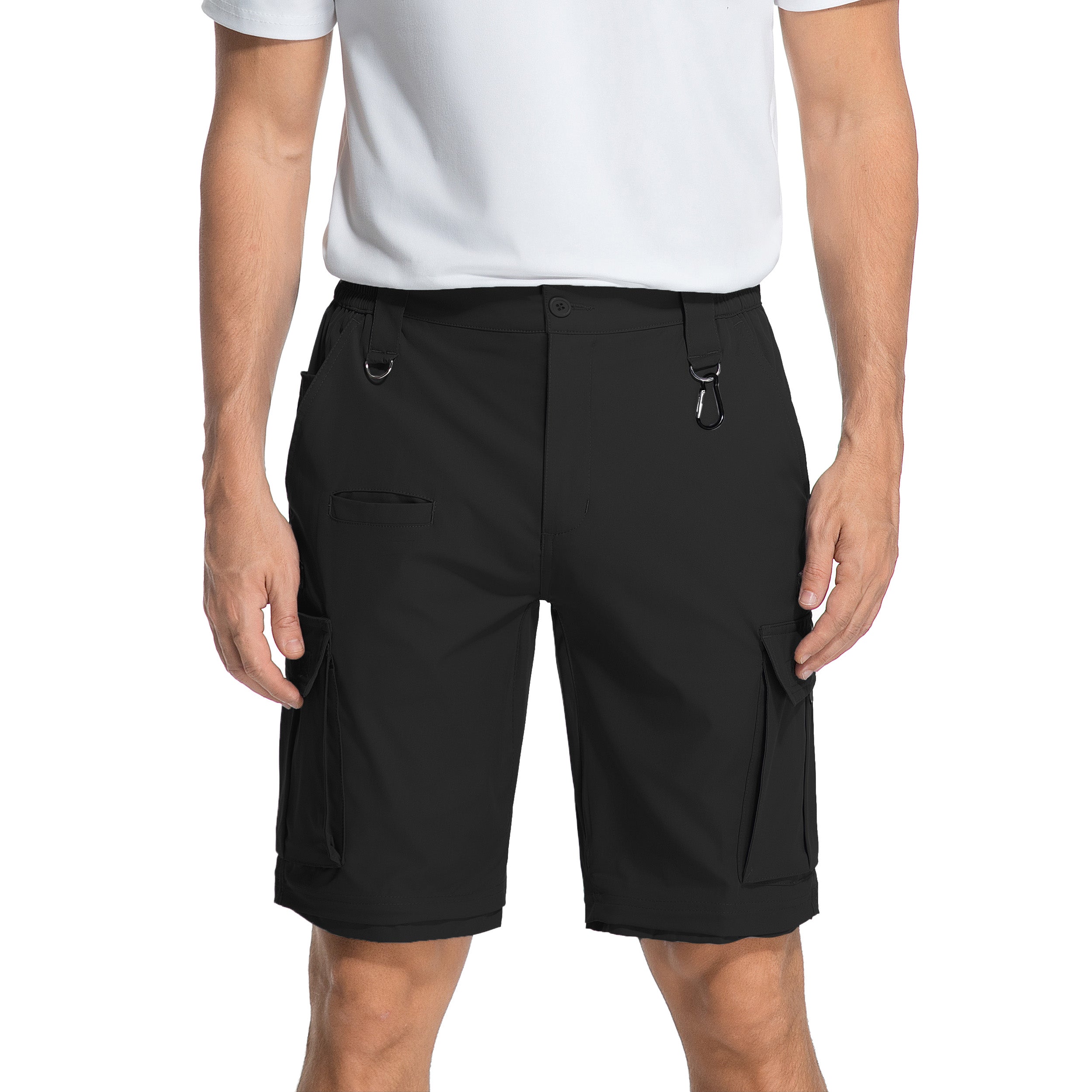 Men's Convertible Hiking Zipper Pants, Lightweight Quick-drying Work Pants, Suitable For Fishing, With 9 Pockets