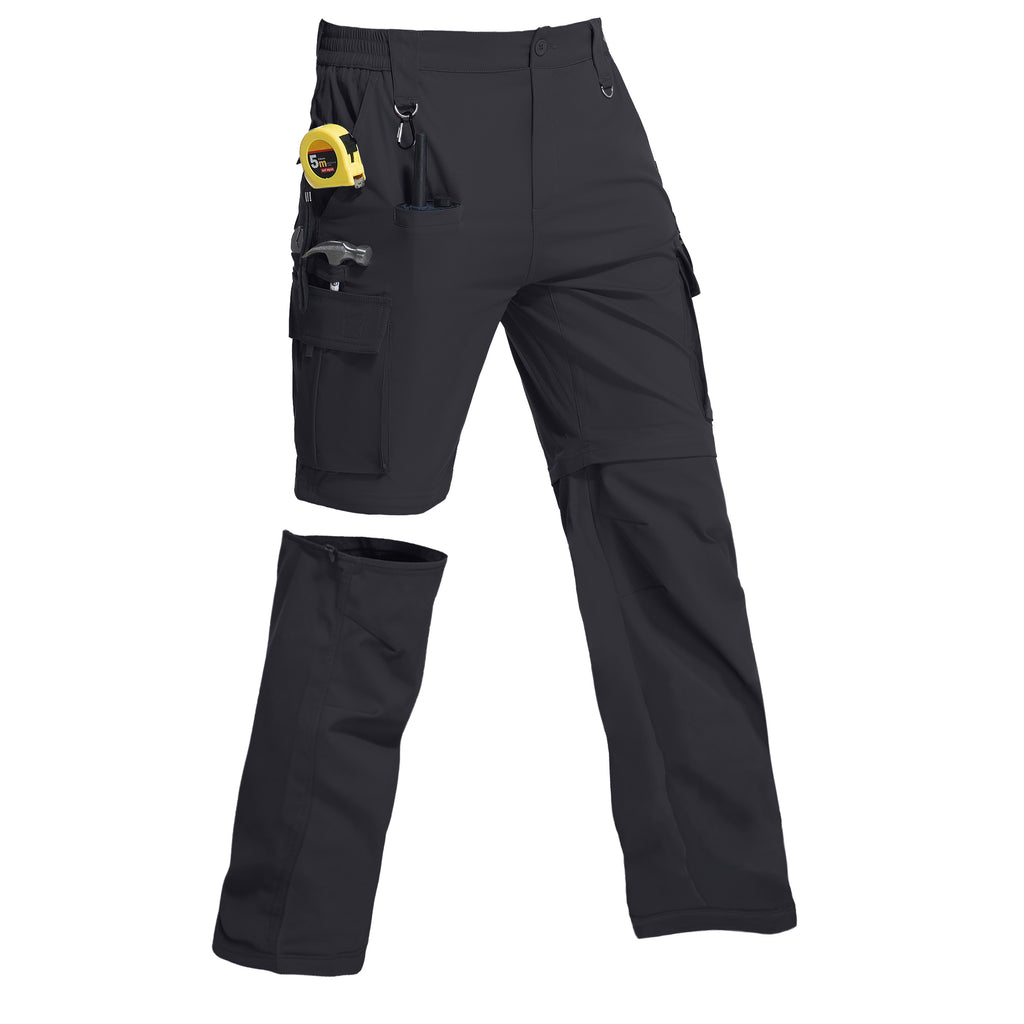 Men's Convertible Hiking Zipper Pants, Lightweight Quick-drying Work Pants, Suitable For Fishing, With 9 Pockets