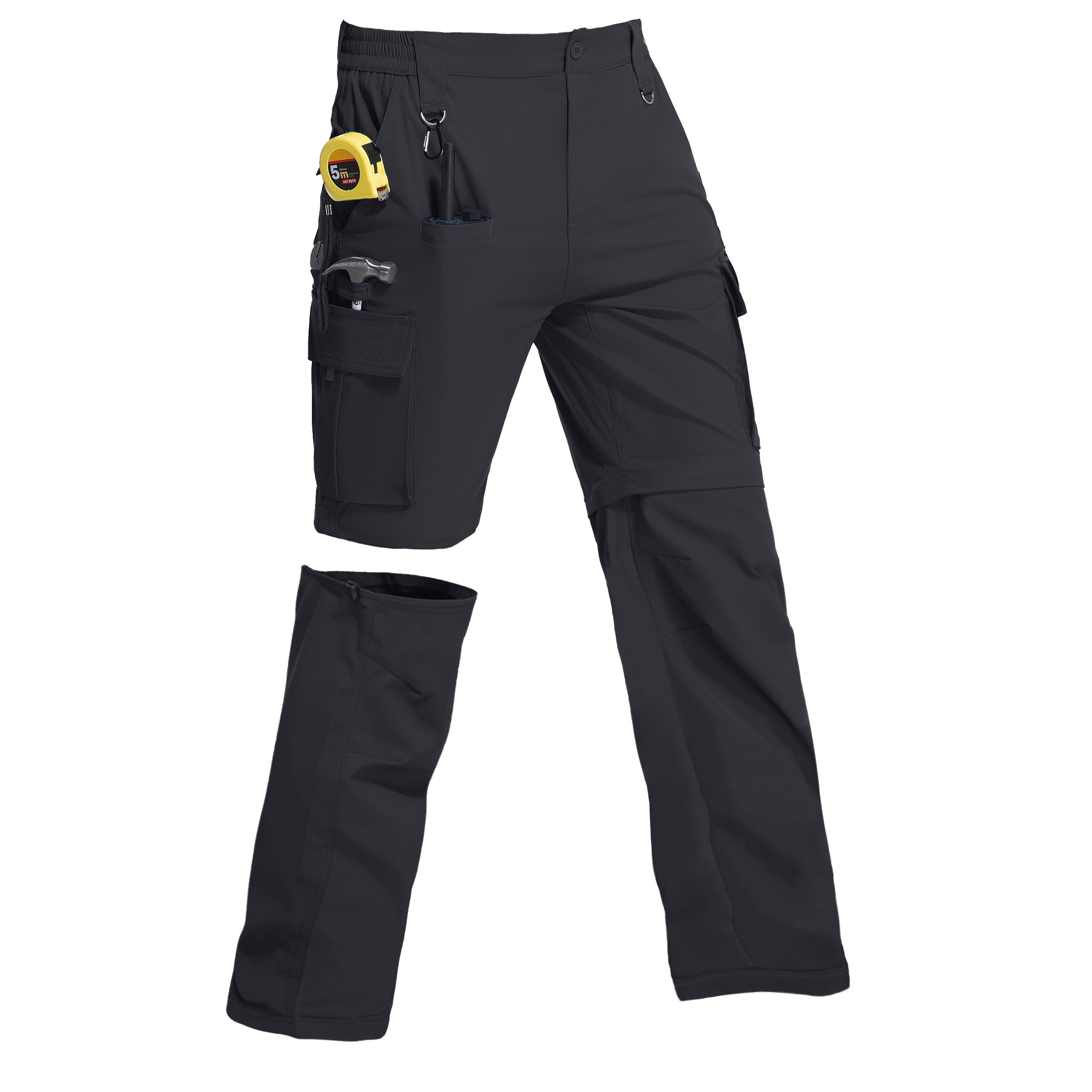 Men's Convertible Hiking Zipper Pants, Lightweight Quick-drying Work Pants, Suitable For Fishing, With 9 Pockets