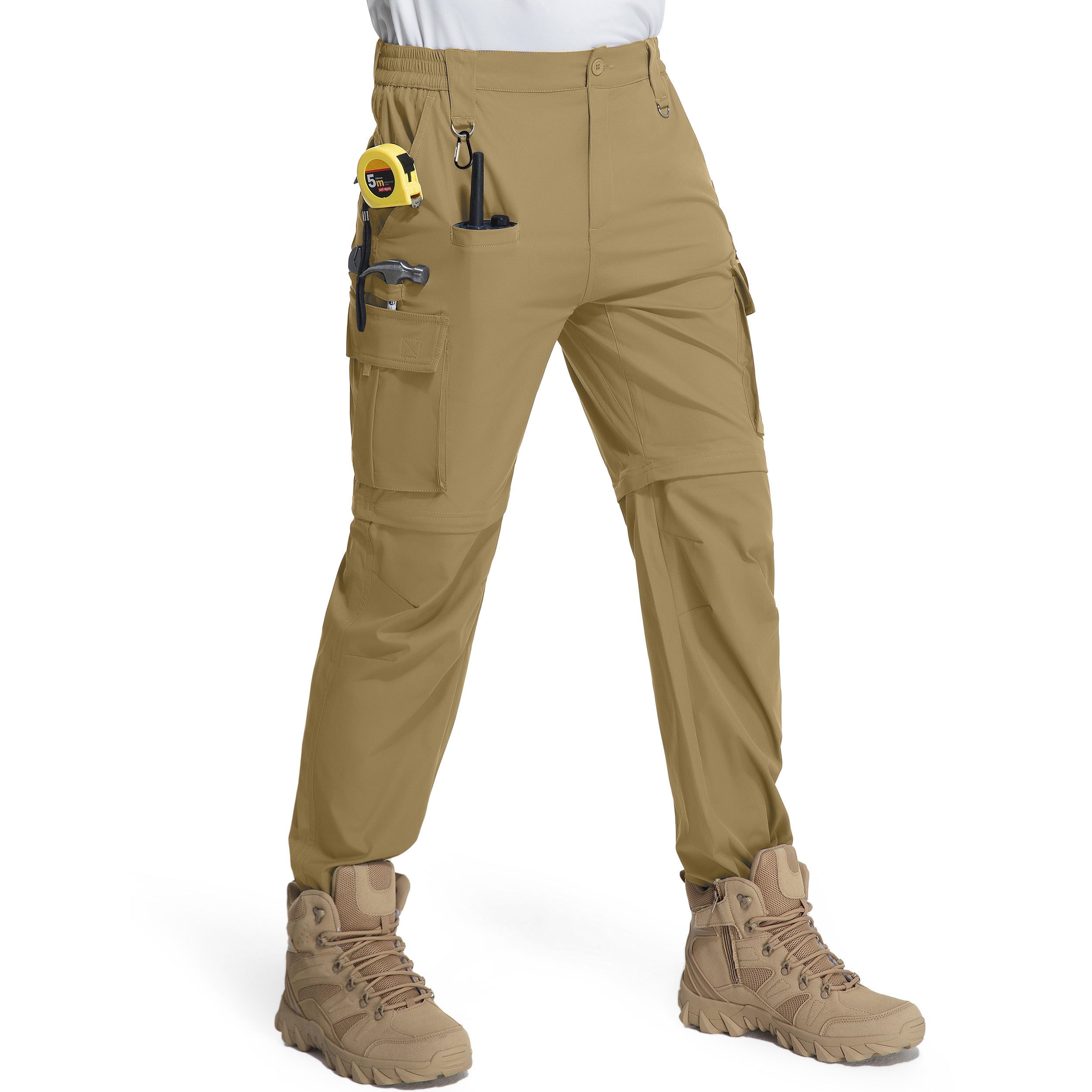 Men's Convertible Hiking Zipper Pants, Lightweight Quick-drying Work Pants, Suitable For Fishing, With 9 Pockets