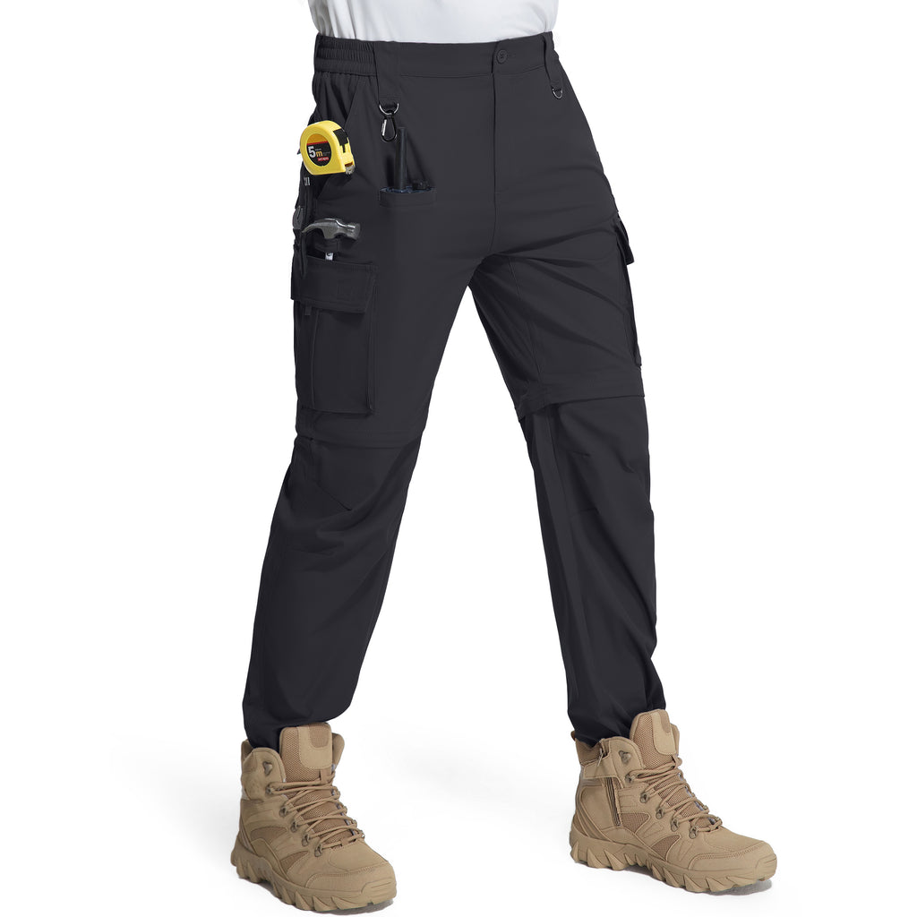 Men's Convertible Hiking Zipper Pants, Lightweight Quick-drying Work Pants, Suitable For Fishing, With 9 Pockets