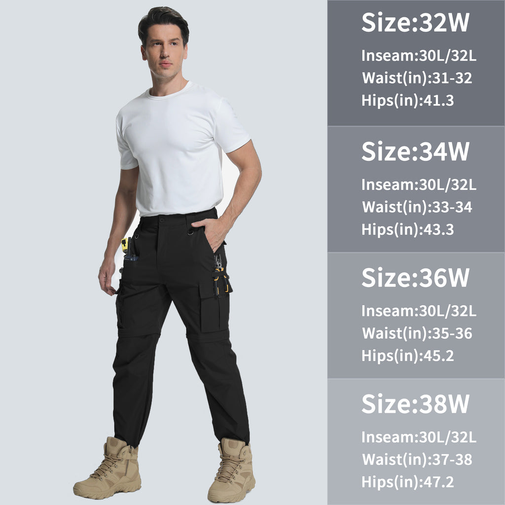 Men's Convertible Hiking Zipper Pants, Lightweight Quick-drying Work Pants, Suitable For Fishing, With 9 Pockets